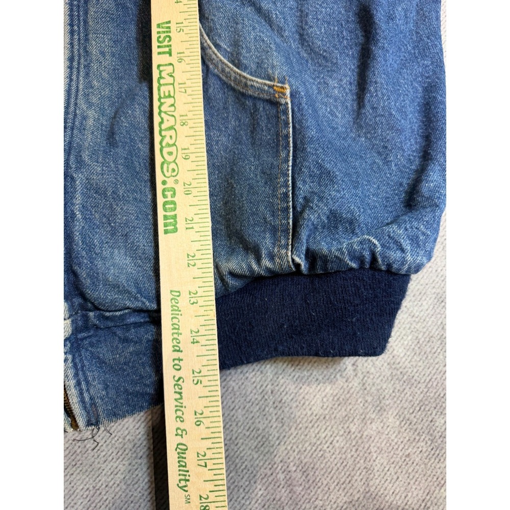 Vintage Carhartt Denim Jacket Flannel Lined Girl Scouts Patches Blue Hoodie - Picture 4 of 8